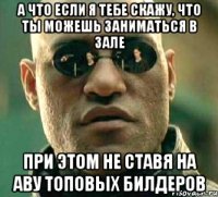 а что если я тебе скажу, что ты можешь заниматься в зале при этом не ставя на аву топовых билдеров