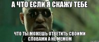 а что если я скажу тебе что ты можешь ответить своими словами а не мемом