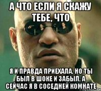 а что если я скажу тебе, что я и правда приехала, но ты был в шоке и забыл, а сейчас я в соседней комнате