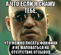 а что если я скажу тебе, что можно писать фанфики и не жаловаться на отсутствие отзывов