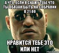 а что ,если я скажу тебе,что ты обязан быть на собрании в 21:00 нравится тебе это или нет