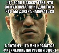 что если я скажу тебе, что хожу в качалку не для того что бы дохера накачаться а потому, что мне нравятся физические нагрузки и спорт