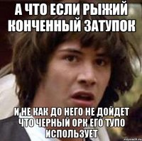 а что если рыжий конченный затупок и не как до него не дойдет что черный орк его тупо использует