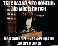 ты сказал, что хочешь ко мне в лигу?! но я забил ее нубофрендами до времени х!