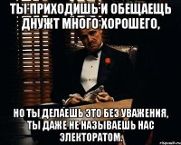 ты приходишь и обещаещь днужт много хорошего, но ты делаешь это без уважения, ты даже не называешь нас электоратом.