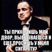 ты приходишь мой двор, выебываешся и еще просишь у меня сигарету?