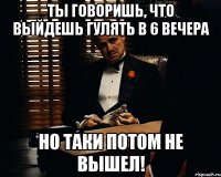 ты говоришь, что выйдешь гулять в 6 вечера но таки потом не вышел!