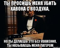 ты просишь меня убить хавока с воздуха, но ты делаешь это без уважения, ты называешь меня лагером