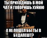 ты приходишь в мой чат и говоришь хуйню а не пошел бы ты в будапешт?