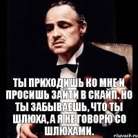 Ты приходишь ко мне и просишь зайти в скайп. Но ты забываешь, что ты шлюха, а я не говорю со шлюхами.