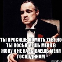 Ты просишь помоть тебе,но ты посылаешь меня в жопу и не называешь меня господином