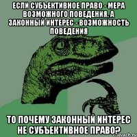 если субъективное право - мера возможного поведения, а законный интерес - возможность поведения то почему законный интерес не субъективное право?