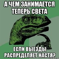 а чем занимается теперь света если выезды распределяет настя?