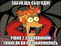 забув,що сьогодні рівно 2 з половиною тижні,як ви познайомились