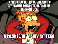 то чувство, когда собирался с друзьями покурить кальян на выходных а родители забирают тебя на дачу