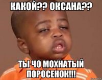 какой?? оксана?? ты чо мохнатый поросенок!!!