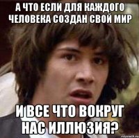 а что если для каждого человека создан свой мир и все что вокруг нас иллюзия?