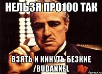 нельзя про100 так взять и кинуть безкие /budankel