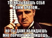 ты называешь себя моим братом... но ты даже не кидаешь мне порнуху и не пишешь..