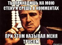 ты приходишь на мою стену и срешь в комментах при этом называя меня трусом