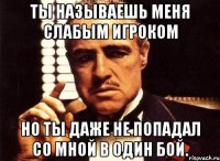 ты называешь меня слабым игроком но ты даже не попадал со мной в один бой.