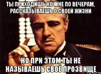 ты приходишь ко мне по вечерам, рассказываешь о своей жизни но при этом ты не называешь своё прозвище