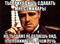 ты приходишь сдавать мне семинары но ты даже не делаешь вид, что понимаешь, о чем речь