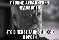 леонид аркадьевич недоволен, что в пензе такие плохие дороги