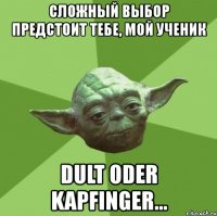 сложный выбор предстоит тебе, мой ученик dult oder kapfinger...