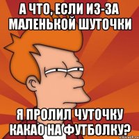 а что, если из-за маленькой шуточки я пролил чуточку какао на футболку?