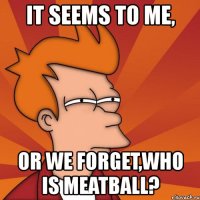 it seems to me, or we forget,who is meatball?