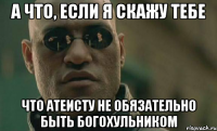 а что, если я скажу тебе что атеисту не обязательно быть богохульником