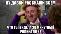 ну давай расскажи всем что ты видела 30 минутный ролика по se