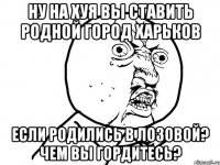 ну на хуя вы ставить родной город харьков если родились в лозовой? чем вы гордитесь?