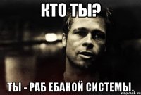 кто ты? ты - раб ебаной системы.