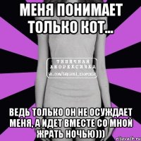 меня понимает только кот... ведь только он не осуждает меня, а идет вместе со мной жрать ночью)))