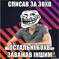 списав за 30хв остальні 60хв заважав іншим