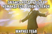 заебись когда у тебя в команде есть тупой теленок жирнее тебя