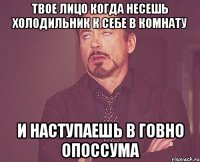 твое лицо когда несешь холодильник к себе в комнату и наступаешь в говно опоссума