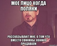 мое лицо когда поляки рассказывают мне, о том что вместо свинины, конину продавали