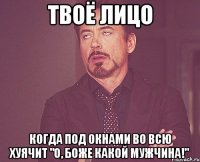 твоё лицо когда под окнами во всю хуячит "о, боже какой мужчина!"