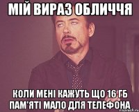 мій вираз обличчя коли мені кажуть що 16 гб пам'яті мало для телефона