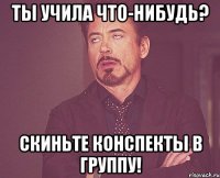ты учила что-нибудь? скиньте конспекты в группу!