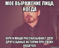 мое выражение лица, когда юра и маша рассказывают друг другу ебаные истории про своих кошечек
