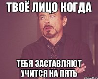 твоё лицо когда тебя заставляют учится на пять
