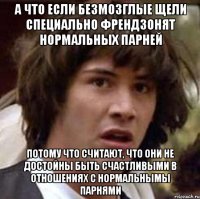 а что если безмозглые щели специально френдзонят нормальных парней потому что считают, что они не достойны быть счастливыми в отношениях с нормальнымы парнями