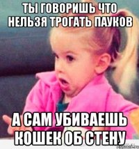 ты говоришь что нельзя трогать пауков а сам убиваешь кошек об стену