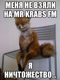 меня не взяли на mr krabs fm я ничтожество...