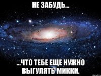 не забудь... ...что тебе еще нужно выгулять микки.