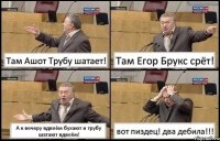 Там Ашот Трубу шатает! Там Егор Брукс срёт! А к вечеру вдвоём бухают и трубу шатают вдвоём! вот пиздец! два дебила!!!